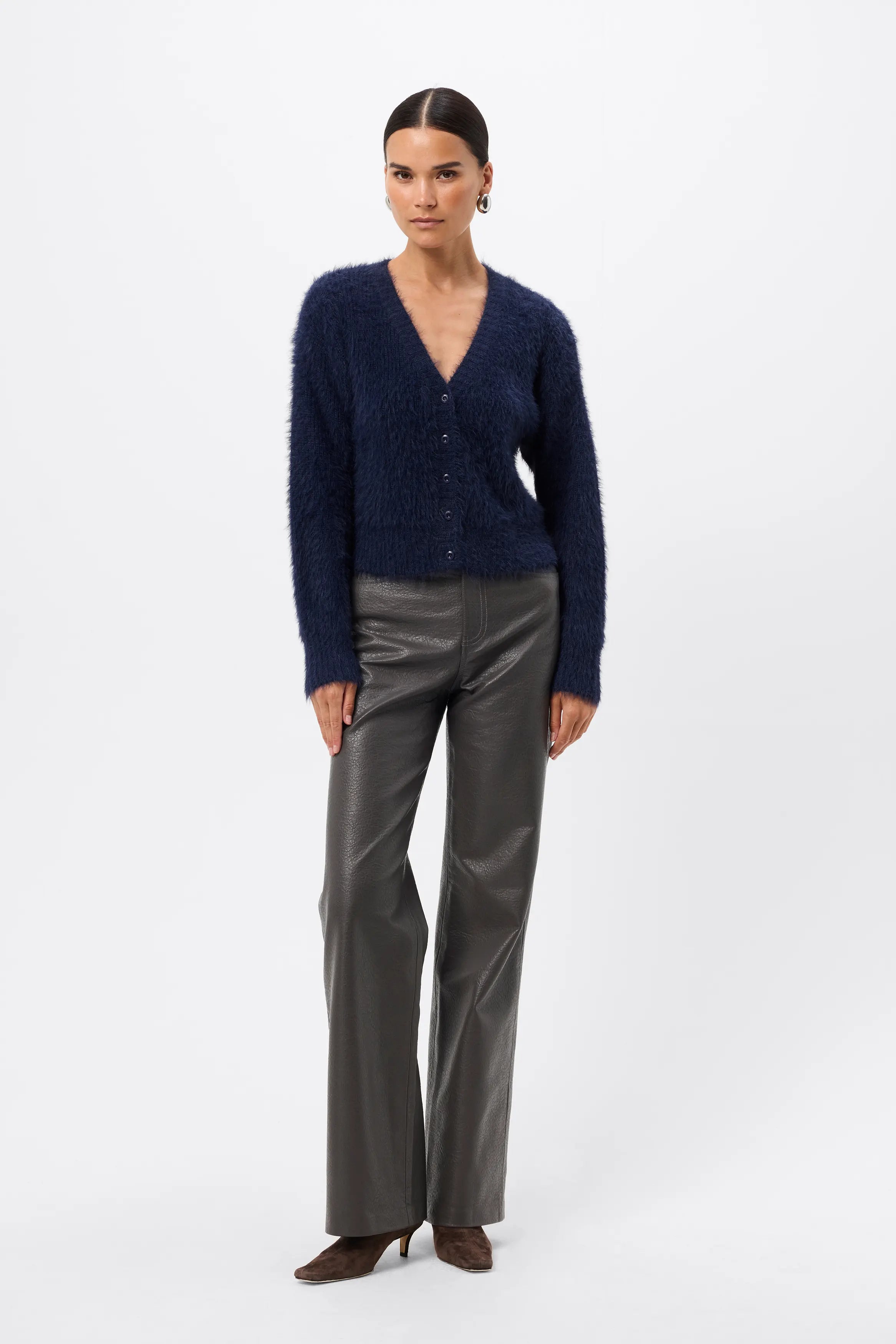Addison Cardigan - Mossman | Navy Soft Fluffy Fuzzy Knit Top | Image 4