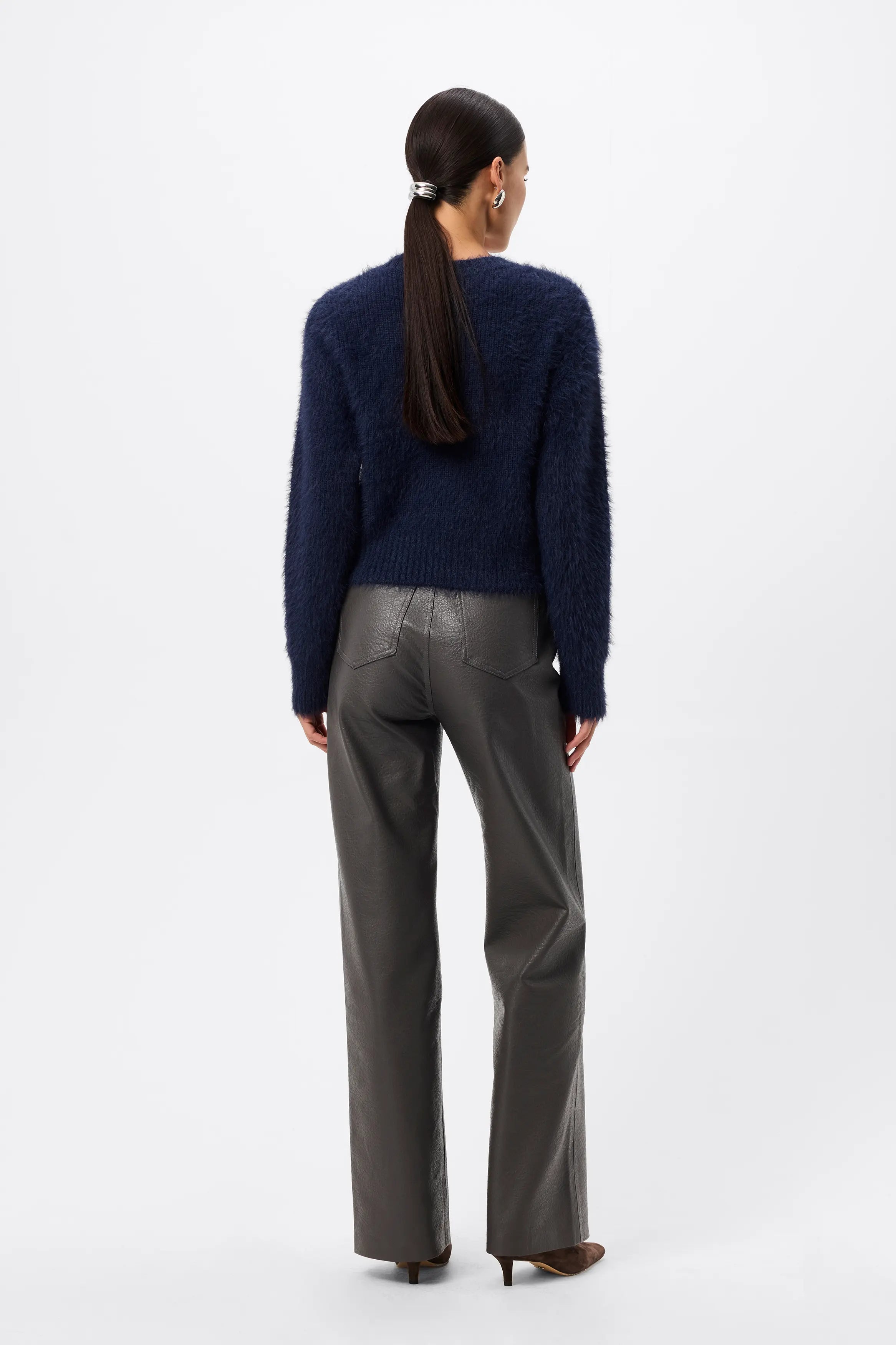 Addison Cardigan - Mossman | Navy Soft Fluffy Fuzzy Knit Top | Image 7