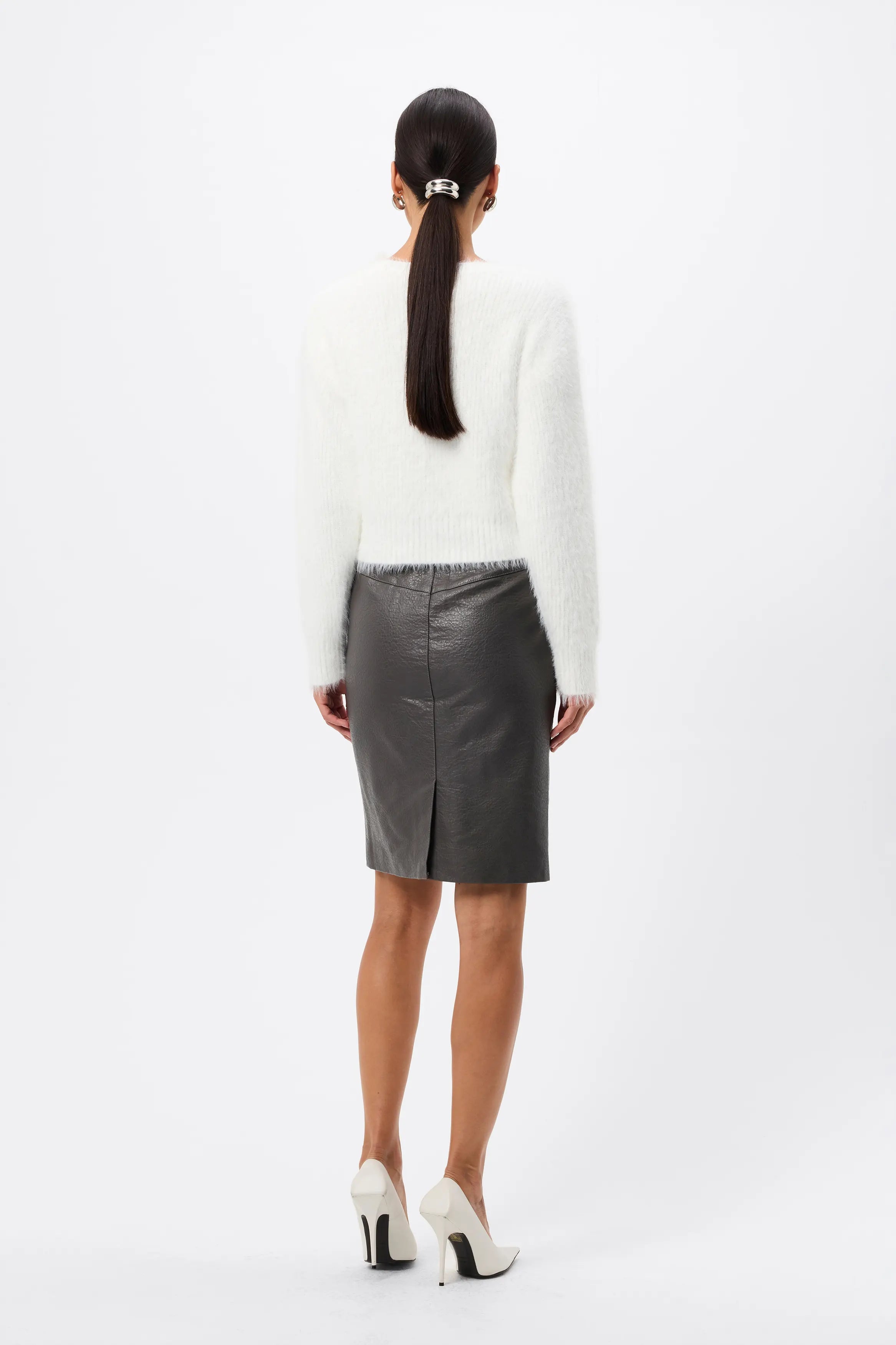 Addison Cardigan - Mossman | White Soft Fluffy Fuzzy Knit Top | Image 8