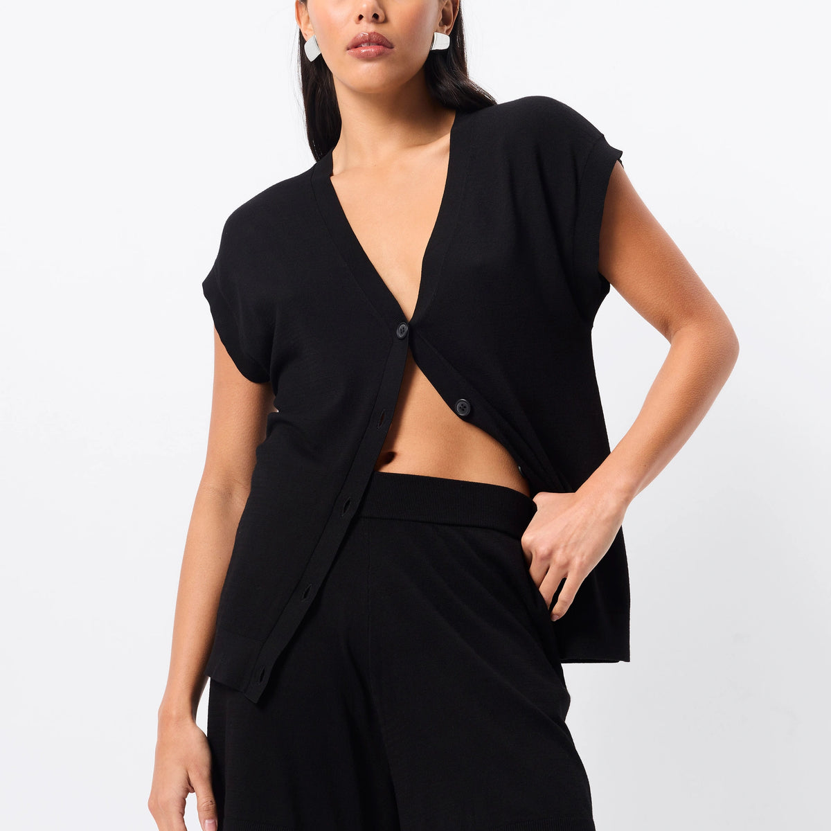 Once Again Knit Vest - Mossman | Black Women's Knit Vest Top