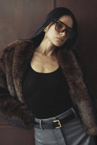 Miranda Jacket - Mossman | Plush Faux Fur Women's Brown Short Coat | Image 2
