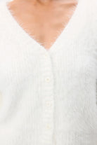 Addison Cardigan - Mossman | White Soft Fluffy Fuzzy Knit Top | Image 3