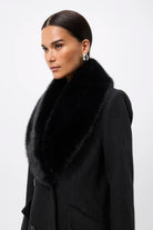 Andrea Coat - Mossman | Black Faux Fur Collar Longline Overcoat | Image 7