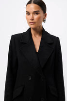 Andrea Coat - Mossman | Black Faux Fur Collar Longline Overcoat | Image 5