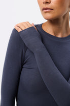 The Brooklyn Top - Mossman | Blue Ribbed Jersey Top | Image 2