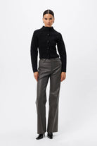 Carter Cardigan - Mossman | Black Crocodile Texture Knit Top | Image 4
