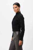 Carter Cardigan - Mossman | Black Crocodile Texture Knit Top | Image 6