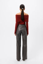 Jordan Wide Leg Pant - Mossman | Grey Pebbled Leather High Waisted Fit | Image 6