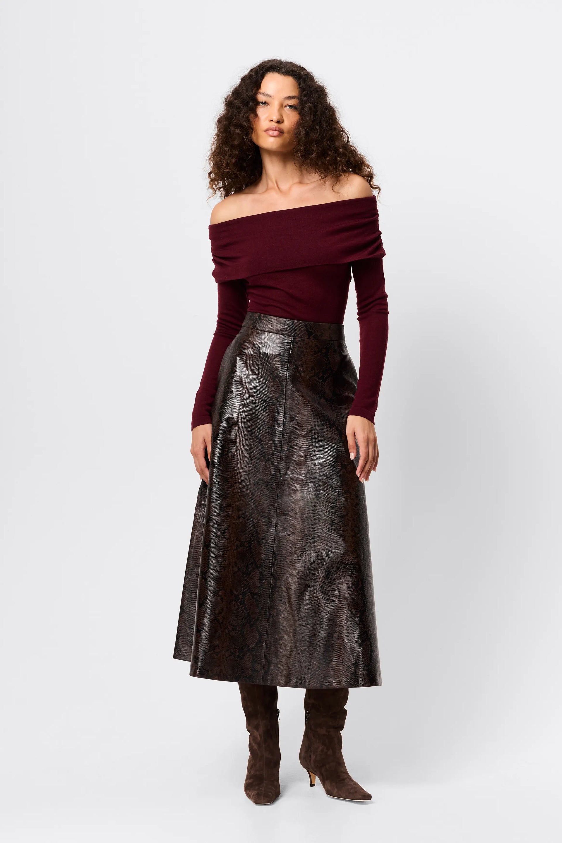 Lucent Midi Skirt - Mossman | Women's Snake Print Mesh Skirt