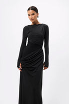 Lure Maxi Dress - Mossman | Black Mesh Panelled Long Sleeve Dress | Image 6