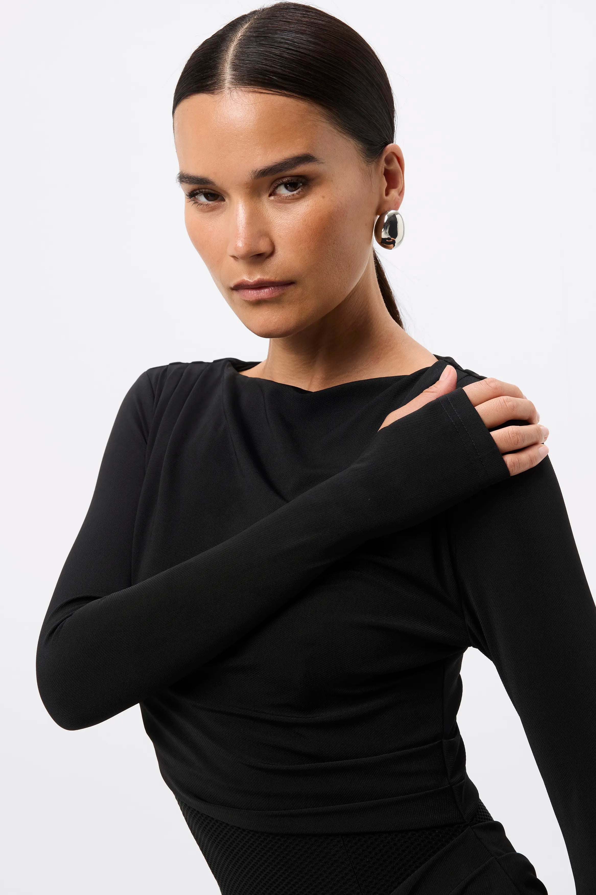 Lure Maxi Dress - Mossman | Black Mesh Panelled Long Sleeve Dress | Image 5