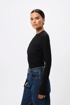Lure Mesh Top - Mossman | Black Textured Long Sleeve Fitted Tee | Image 1