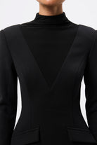 Lure Mini Dress - Mossman | Tailored Mesh Panel Little Black Dress | Image 3