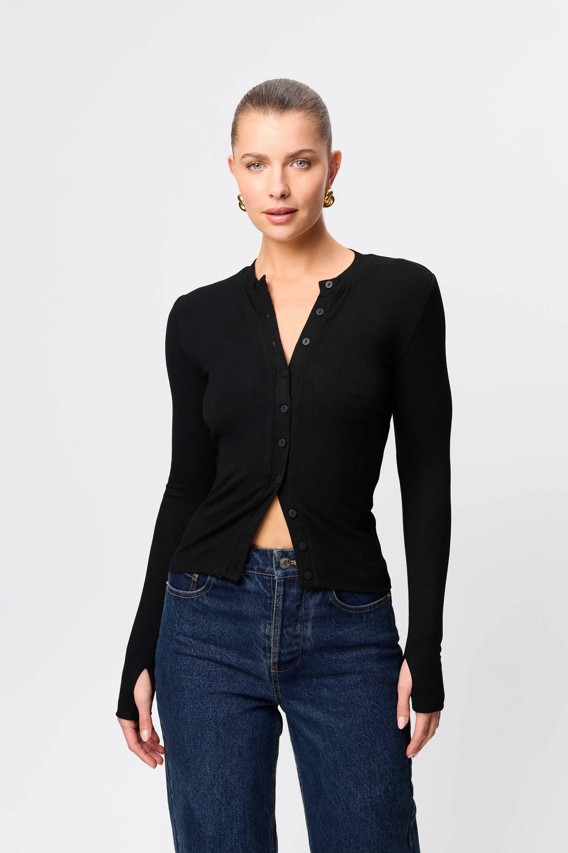 Lyon Cardigan - Mossman | Women's Black Button Up Cardigan