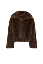 Miranda Jacket - Mossman | Plush Faux Fur Women's Brown Short Coat | Ghost Image